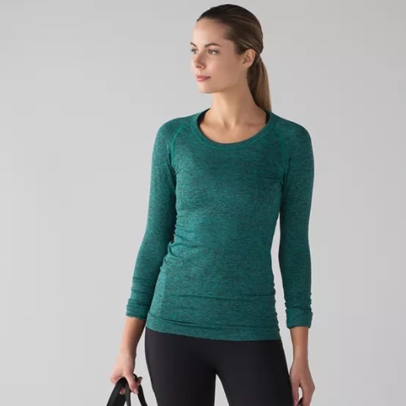 lululemon athletica Tops - Lululemon Swifty Tech Long Sleeve Crew Heathered Green